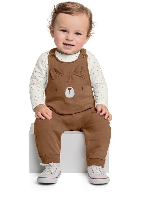 Conjunto de Ursinho com Body e Jardineira